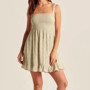 Abercrombie and Fitch Light Green and White Floral Strapless Dress